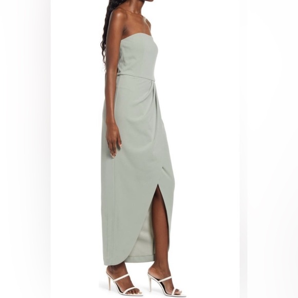 🎉HP🎉WAYF The Angelique Strapless Tulip Gown Sage Green Size XXS - Picture 15 of 16